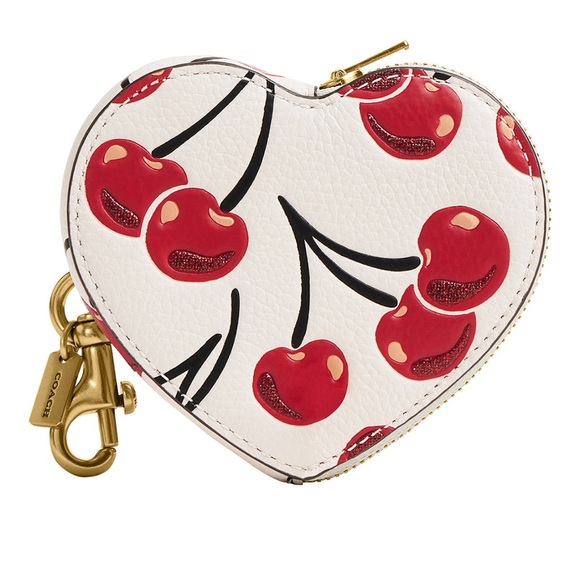 Coach Cherry Print Heart Coin Purse - Picture 2 of 9